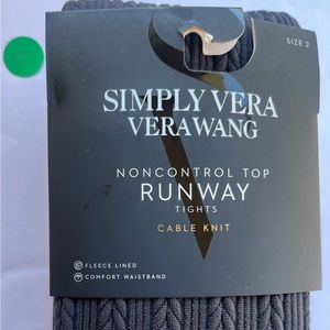 Simply Vera Vera Wang non control top run way tights CABLE KNIT